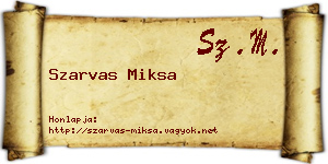 Szarvas Miksa névjegykártya
